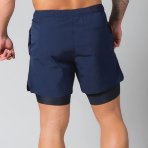 New High Quality Custom Summer Zipper Breathable Stretch Running Training Sports Casual 2 in 1 Double <b>Layer</b> Mens Gym Shorts - Product Image 3
