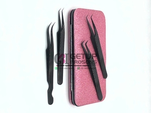 Haute Qualité En Acier Inoxydable 90 Degrés Noir Plasma Incurvé Extension De Cils Pince À Épiler 45 Degrés Diamant Grip Beauté Outil - Product Image 5