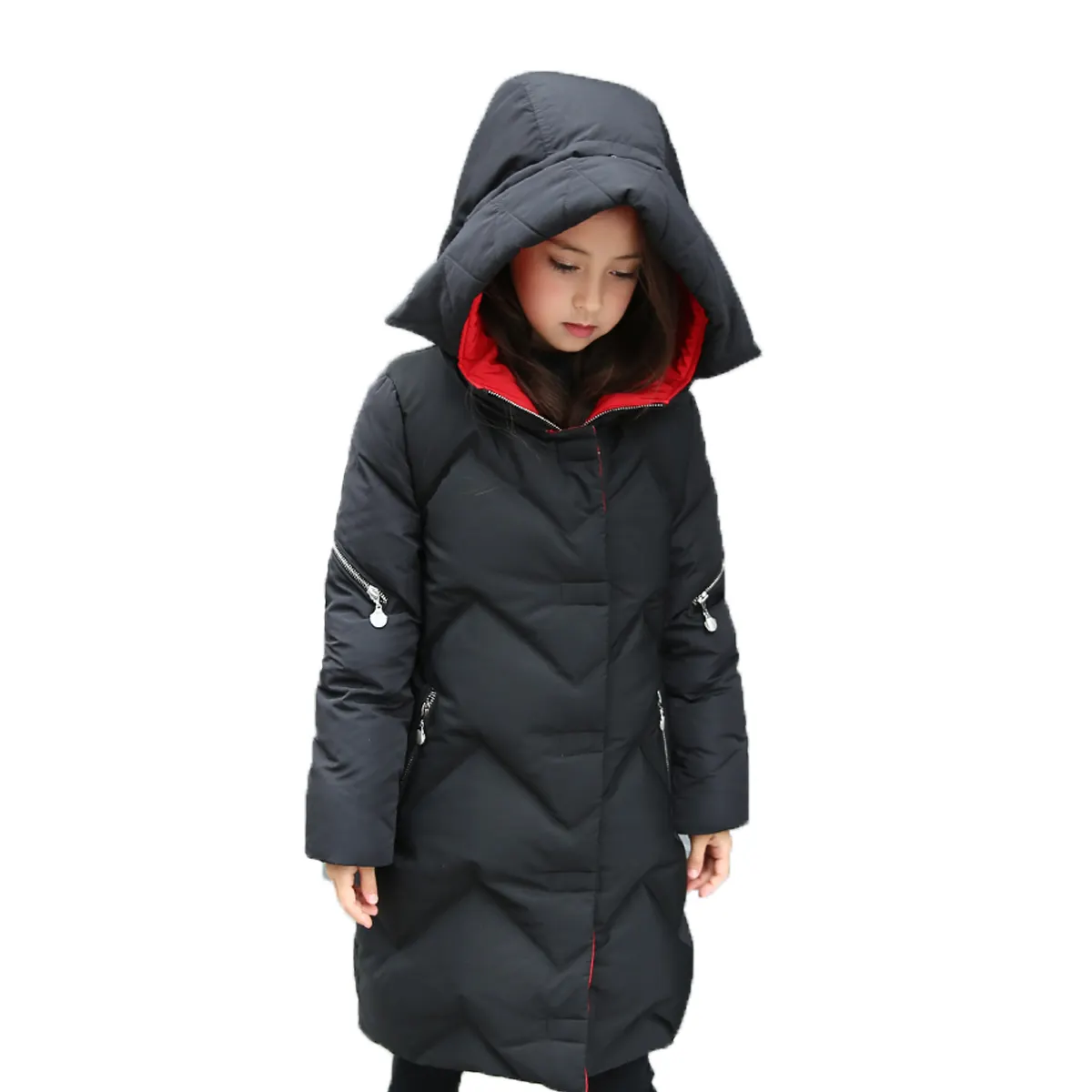 Cappotti invernali ecologici lunghi di alta qualità per bambina