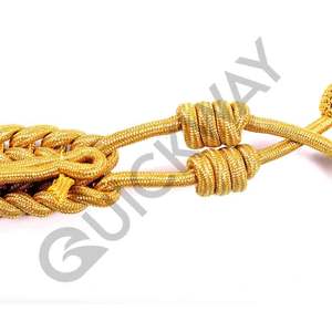 OEM Aiguillette ขายส่งเครื่องแบบที่กําหนดเอง Mylar ทอง Aiguillette ที่กําหนดเองด้วยโลหะทองสองเคล็ดลับ - Product Image 5