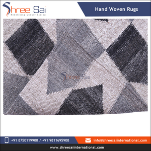 Tapis tissés brodés au design moderne fait à la main en laine et coton 100% les plus vendus pour salles à manger et chambres à coucher - Product Image 4