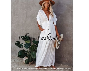 Vestido largo Floral de talla grande para mujer, ropa con cuello en V profundo - Product Image 2