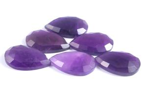 ลูกแพร์พลอยเหลี่ยมเพชรพลอยขนาด15X10มม. สำหรับทำเครื่องประดับ,พลอยแอเมทิสต์ดอกกุหลาบตัดแบบธรรมชาติ - Product Image 3