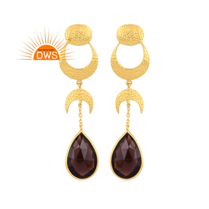 925 Sterling <b>silver</b> natural Smoky quartz gemstone <b>dangle</b> <b>earring</b> for women jewelry manufacturer - Product Image 1