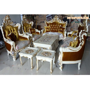 Conjunto de muebles de madera tallados a mano para sala de estar, conjunto de sofá clásico de madera personalizado para sala de estar italiana de lujo - Product Image 1