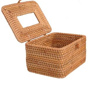 Caja Rectangular de mimbre para servilletas, cubierta de tejido decorativo - Product Image 3