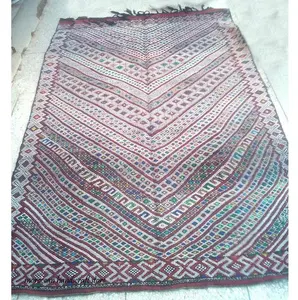 摩洛哥boucherouite风格地毯客厅花卉地毯卧室床头波西米亚复古地毯