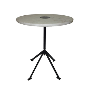 Mesa de centro de Metal de alta calidad en forma de tambor, acabado tipo madera marrón para mesita de noche, sala de estar - Product Image 3