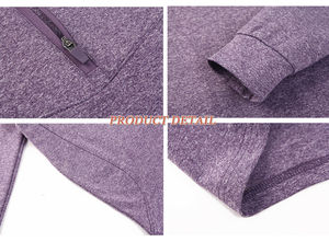 Womens Long Sleeve Sportswear Zip Pullover Tops Yoga Running Sports T-Shirts High Quality <b>Material</b> with Custom Printing Service - Product Image 6