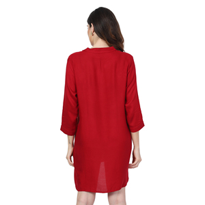 100% cotone Vintage Casual <span class=keywords><strong>Chic</strong></span> <span class=keywords><strong>Boho</strong></span> raso floreale in pizzo ricamato tessuto a bottone naturale lavabile tre quarti Mini abito - Product Image 4