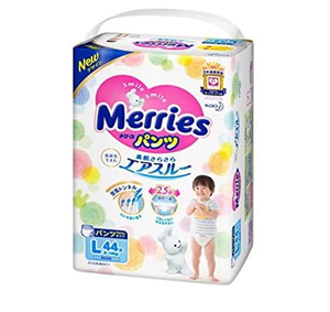 Vente en gros à bas prix de couches jetables pour bébés de haute qualité du Japon Merries Pant L 44pcs 3 packs in 1 Carton HOT - Product Image 1