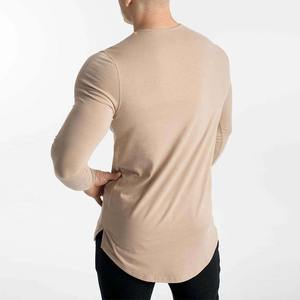 Logo personnalisé Slim Fit T-shirt à manches longues pour hommes Taille plus décontracté T-shirts de fitness solides - Product Image 3