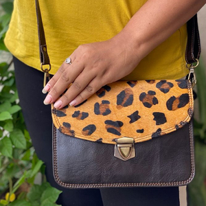 Bolso de mano de cuero con estampado Animal para mujer, bandolera de cuero - Product Image 1