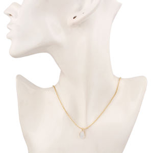 สร้อยคอจี้มูนสโตนสีรุ้งชุบทองตามสั่งสร้อยคอลูกปัดทองเหลืองอัญมณีบำบัดธรรมชาติสำหรับเครื่องประดับคริสเตียน - Product Image 2