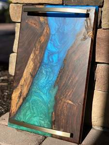 Bandeja de Servicio de Resina Epoxi y Madera de Mango con Asa de Metal, para Hoteles y Restaurantes, Utensilios de Cocina, Bandeja para Mesa de Centro - Product Image 6