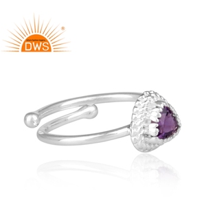 Anillo de plata de ley con gema amatista púrpura, joyería fina - Product Image 3