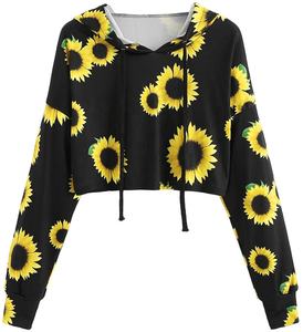 Sudadera corta con capucha y estampado Floral para mujer, ropa para Fitness, gimnasio, entrenamiento, Yoga - Product Image 1