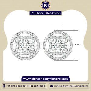 ต่างหูทองขาวบริสุทธิ์10K ดีไซเนอร์หรูเพชรกลมสวยงามศิลปะสวมใส่ได้โดยตรงจากผู้ผลิต - Product Image 2