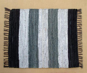 Alfombra Dhurrie tejida plana de cuero natural genuino hecha a mano Reversible precio de fábrica al por mayor - Product Image 3