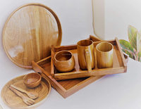 Cuenco de madera hecho a mano con Handel para frutas y ensaladas, tazón de madera de Acacia para el hogar, Hotel y restaurante