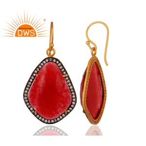 Pendientes de plata de ley 925 y Circonia cúbica, joyería con piedras preciosas de Aventurina roja, venta al por mayor - Product Image 3