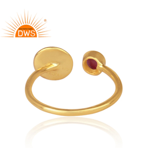 Anillo de Plata de Ley 925 con gema de rubí Natural, joyería chapada en oro - Product Image 4