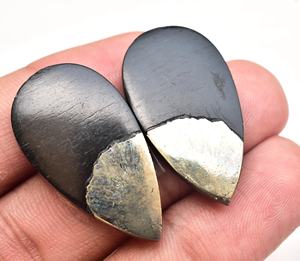 Pendientes de pirita Apache Gold con cabujón de grado superior, gemas naturales S.F. GEMS certificadas por EGL de alta calidad para dentaduras postizas (Grillz) - Product Image 2