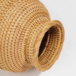 Venta al por mayor hecho a mano Natural paja ratán florero piso flor mimbre florero Mesa florero decorativo hogar Decoración sala de estar de Vietnam - Product Image 5