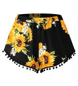 Exclusive All-Over Floral Printed Women's Shorts Pom Pom Decoration Breathable New Trendy Cool Heavy Bangladesh Wholesale Supply - Product Image 6