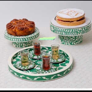Plateau de service et plateau à thé de style animalier, imitation os antique, design personnalisé, poli, pour décoration intérieure, pour l'Inde - Product Image 2