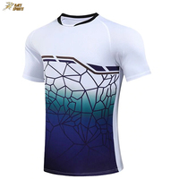 Produsen & Supplier Kaos Sublimasi Kustom Berkualitas Premium Grosir, Warna Merah Biru, Kerah Bulat, Pakaian Olahraga Kasual