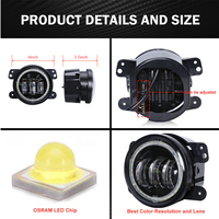 Para Toyota Lexus, Lámpara Antiniebla LED de 4'' con Anillo Halo, 30W, Luz Diurna de 4 Pulgadas con Ojos de Ángel para Jeep Wrangler JK