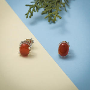 Pierre précieuse de cornaline exclusive 925 argent sterling mignon minimaliste boucle d'oreille fabricant de bijoux fins - Product Image 2