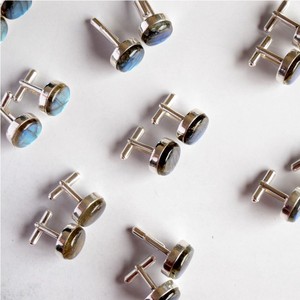 Gemelos de Color Dorado para Hombre con Piedra Labradorita Azul, Accesorios Formales, Proveedor Mayorista, Artículo de Regalo Duradero - Product Image 6