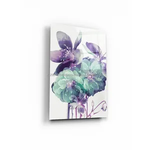 유리에 그림 "꽃 판타지 14" 40x60, 예술. WB-07-258-04 내구성 및 색상 유지, 기타 홈 장식
