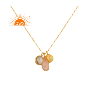 Collar de Cadena con Piedras Preciosas, Chapado en Oro, Plata de Ley 925, Joyería de Cuarzo Natural de Moda para Mujer, Venta al por Mayor - Product Image 1
