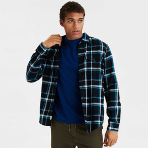 High Quality Cotton Polyester Blend Turn Down Collar Quilted Liner Mens Plaid Button Down Shirt <b>Jacket</b> - Product Image 5