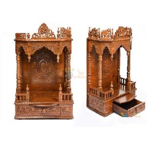 Magnifique Temple Artisanal en Bois de Teck pour la Maison – Fabricant de Mandir en Bois de Teck – Magnifique Mandapam Indien pour la Maison – Vente Directe Usine - Product Image 1