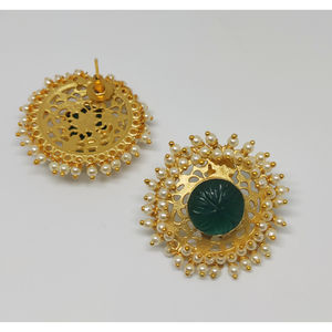 ต่างหูเม็ดเดี่ยวทำจากทองเหลืองชุบทองสำหรับเด็กผู้หญิงและผู้หญิงทันสมัยล่าสุด - Product Image 2