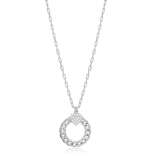 Zircon Coeur Lien Chaîne Creux Design Charme Pendentif 925 Bijoux en Argent Sterling - Product Image 2