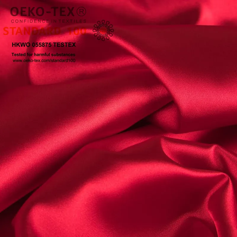 Tessuto di lusso 100% seta raso 12/15/19/22 momme charamy colore personalizzato e stampa per abito e sciarpa