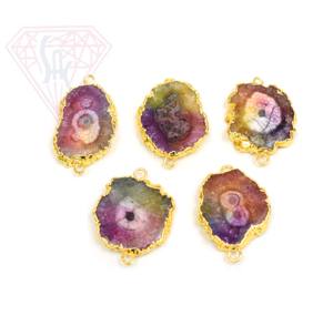 Lunette de Quartz solaire faite à la main connecteur lien multi-pierres précieuses fil enroulé or plaqué laiton résultats de bijoux naturels - Product Image 2