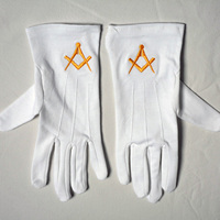 Tablier de cérémonie en coton blanc brodé main sur mesure, Rite Français, Grand Démontriant de l'Ordre maçonnique d'Athélas, à vendre