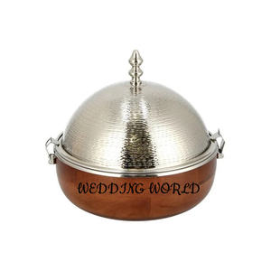 Calentador de Comida de Metal de Diseño Clásico y Elegante, Hecho a Mano con Acabado en Madera de Nogal, Calidad Premium - Product Image 3