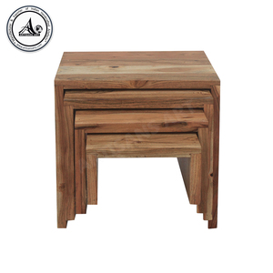 Solid Acacia Wood Modern Nesting <b>Table</b> <b>Set</b> 4 Strong Rustic Handcrafted <b>Side</b> <b>Tables</b> Space Saving Living Room Furniture Artisans - Product Image 4