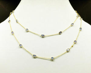 Joyería de moda ligera, cadena de eslabones de gemas de tanzanita chapada en oro y plata de ley 925, collares a la moda, regalos para fiesta de boda - Product Image 5