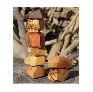 Best Selling Creative Balancing Stone Wood Balance Rocks Baby Toys Wooden Building Block Toys