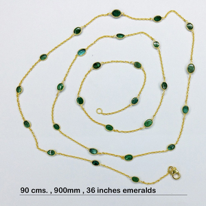 Everyday Wear 925 Sterling <b>Silver</b> Emerald <b>Long</b> <b>Chain</b> <b>Necklace</b> - Product Image 2