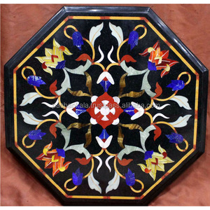 Haut de Table basse avec incrustation de marbre noir, 15 cm - Product Image 1