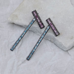 New Design Fashionable Designer Multi <b>Sapphire</b> Blue Topaz Gemstones 925 Sterling Silver Dangle <b>Earrings</b> - Product Image 6